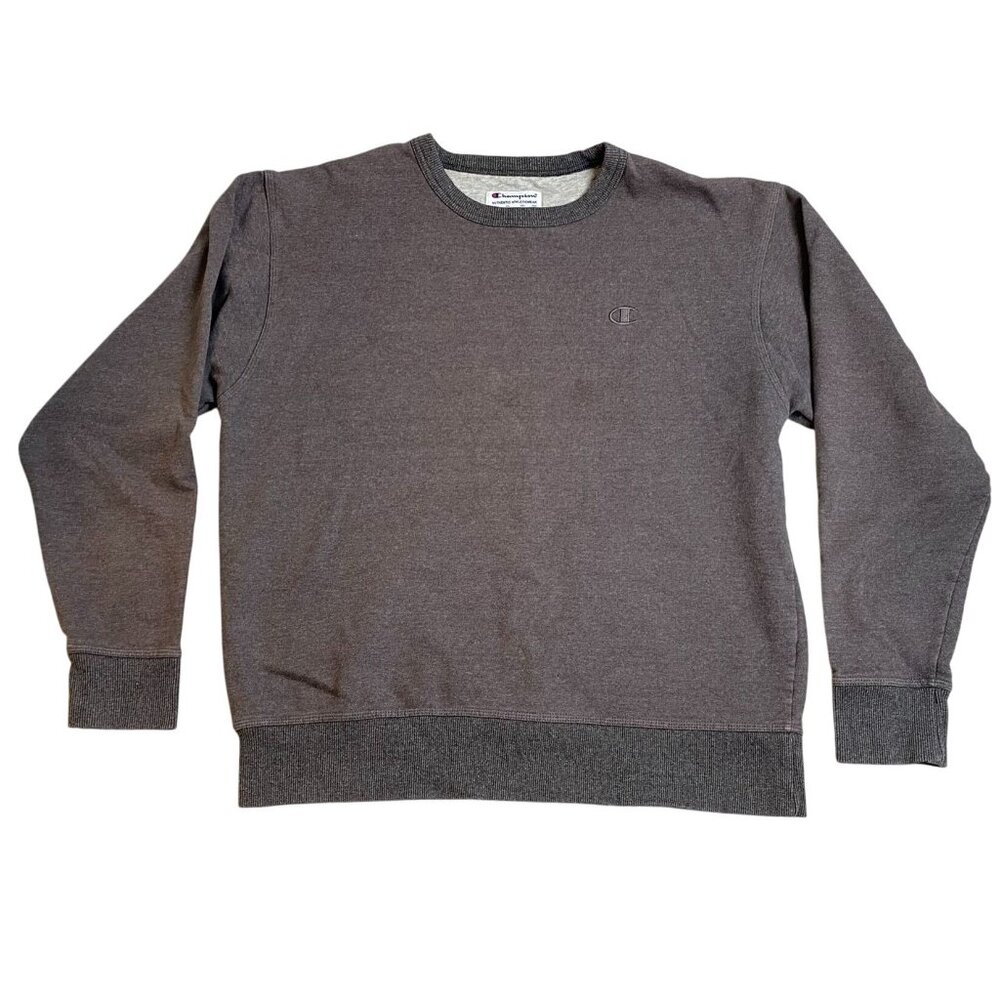 Champion Mens Sweatshirt Size L Gray Long Sleeve Crewneck Cotton Blend